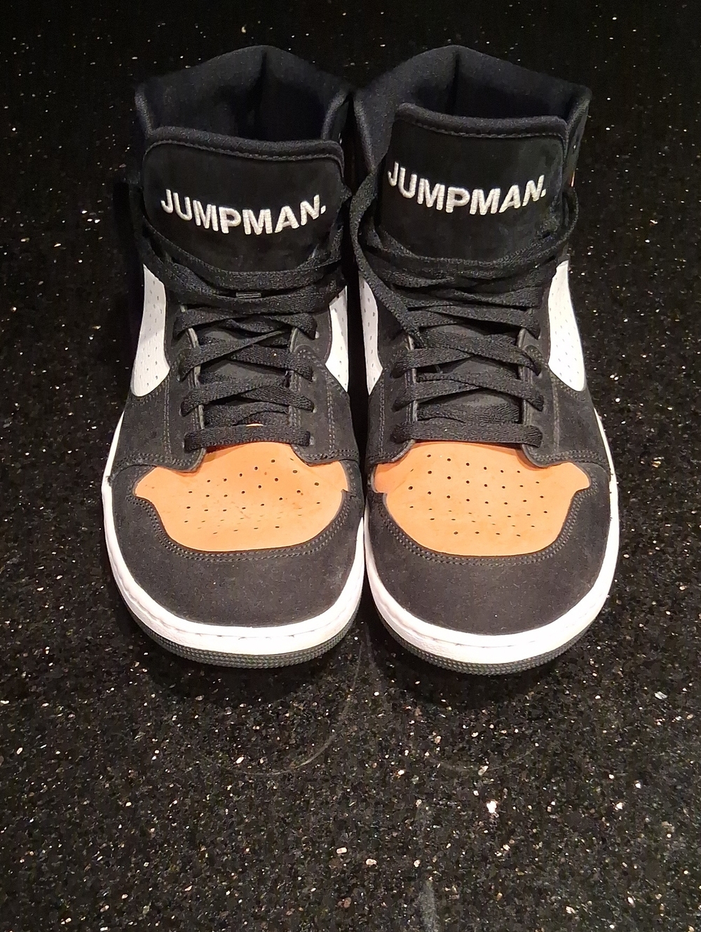Jump High-Top Sneakers in Black, White and Brown
